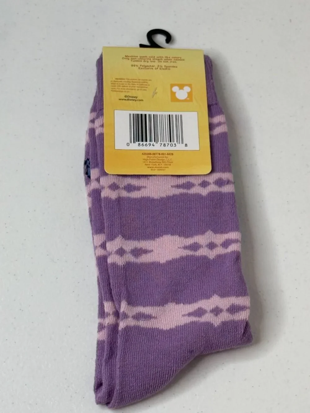 Disney Stitch Purple Crew Socks Adult NWT